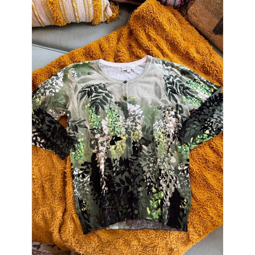 Women's JOSEPH A Green & Black Floral Cardigan M